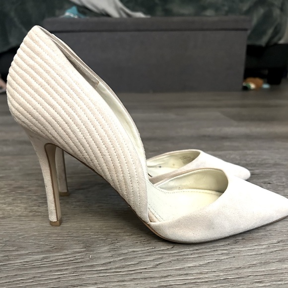 Size 10 creamy white suede BCBG heels. Gently used, still in good condition! - Picture 1 of 5